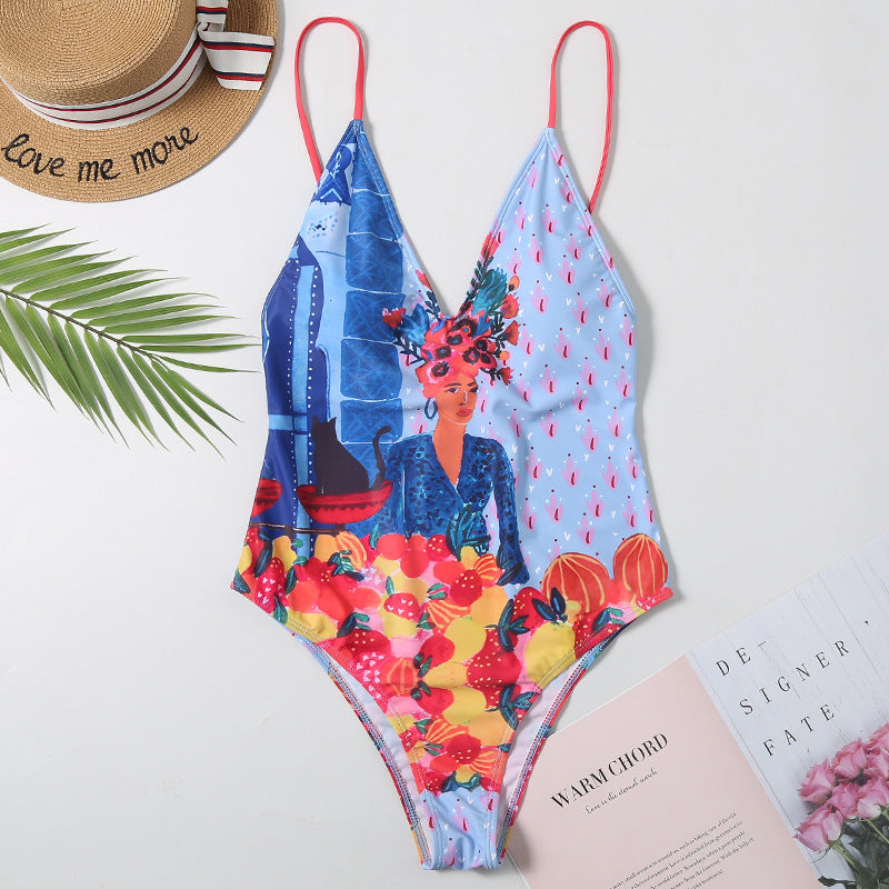 Mujer Printed One Piece Swimsuit – Ella Etc
