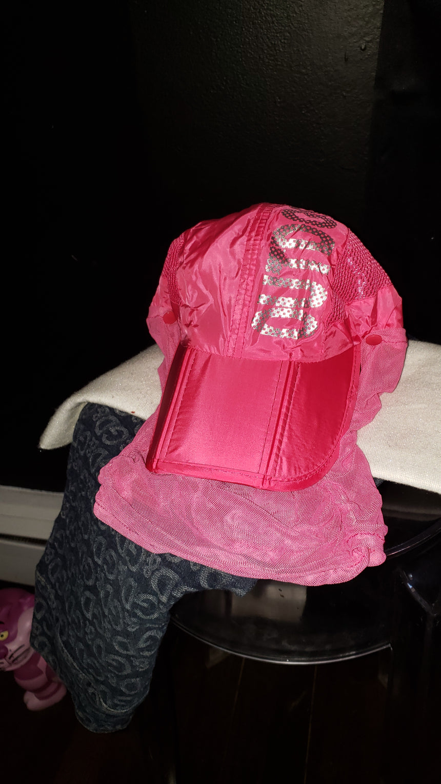 Outdoor Sport Cap Neon Pink Cap with Face Covering Mesh