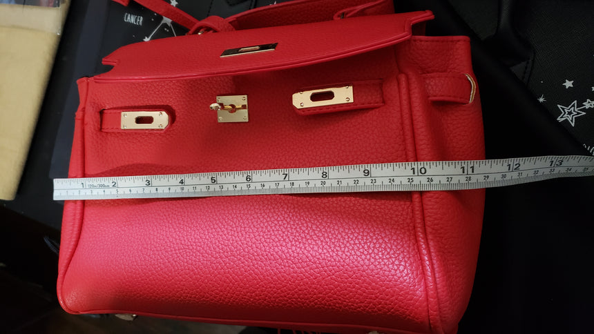 Gabriella Bag Red Crossbody Gold Tone Hardware Top Handle