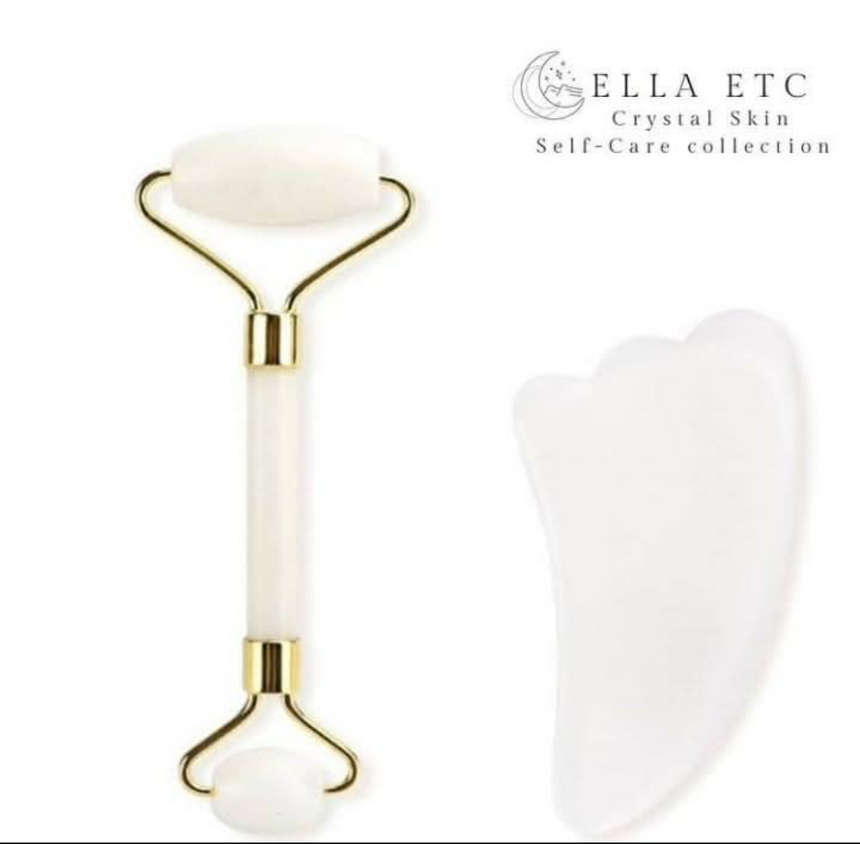 White Jade Facial Roller & Gua Sha Set – Anti-Aging Skincare Tool