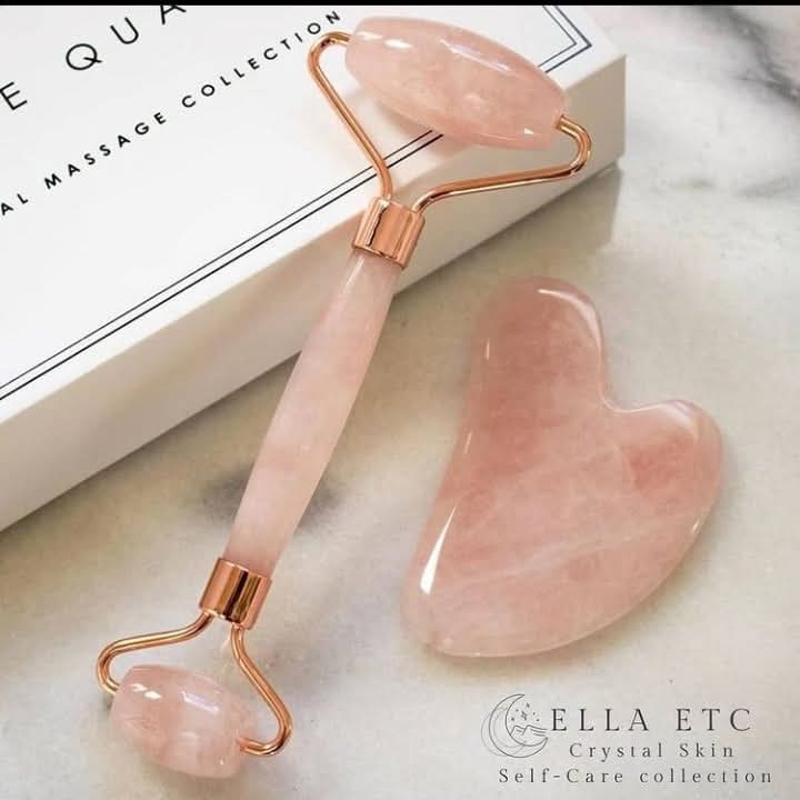 Rose Quartz Facial Roller & Gua Sha Set – Skincare & Self-Love Ritual