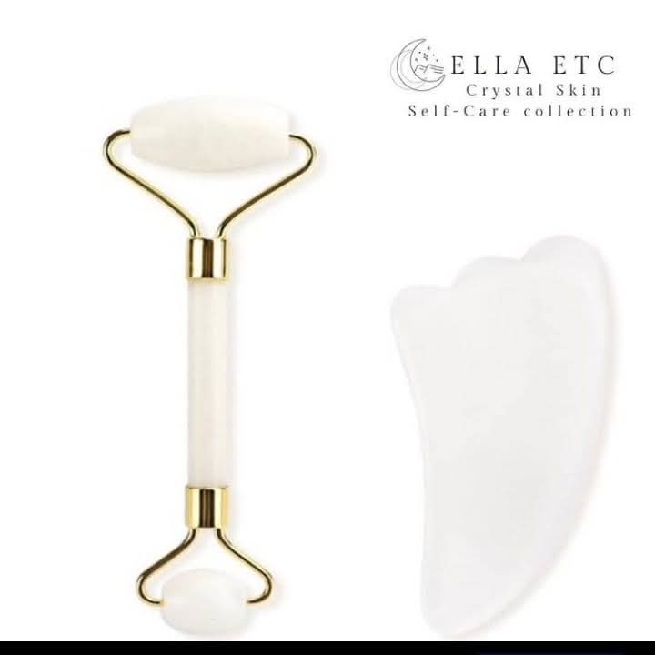 White Jade Facial Roller & Gua Sha Set – Anti-Aging Skincare Tool