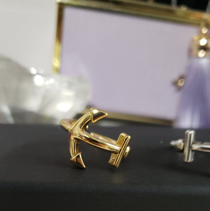 Anchor Ring – Adjustable Gold or Silver Tone Nautical Statement Ring