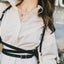 Adjustable faux leather  Harness with crisscross waist straps