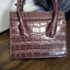 Faux Croc Embossed Mini Handbag- Brown