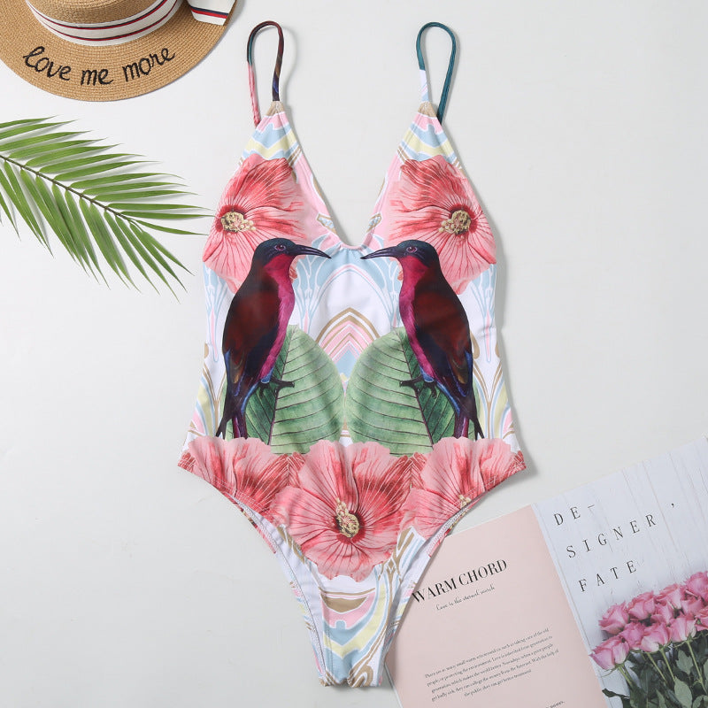 Tropical Print One Piece Swimsuit