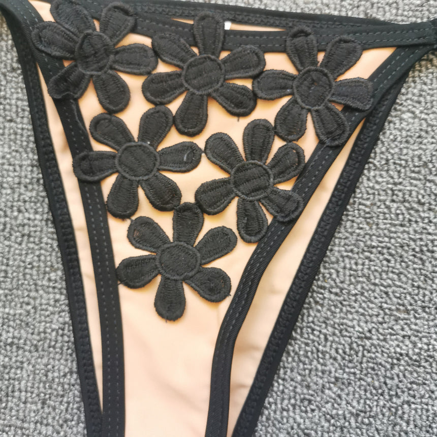 Floral Lace Bikini - Black