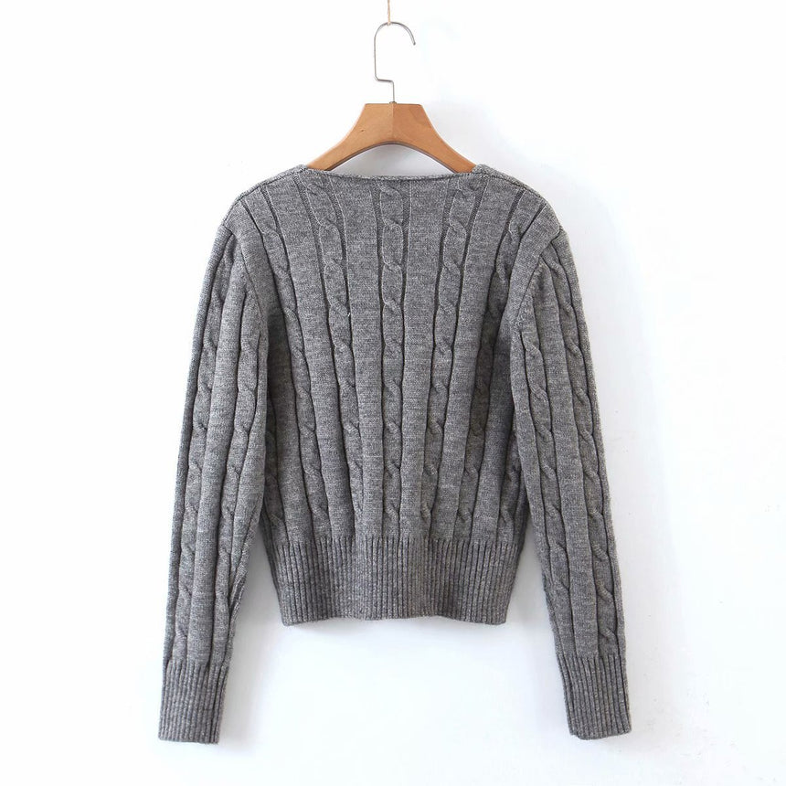 Red Heart Knitted Sweater - Grey
