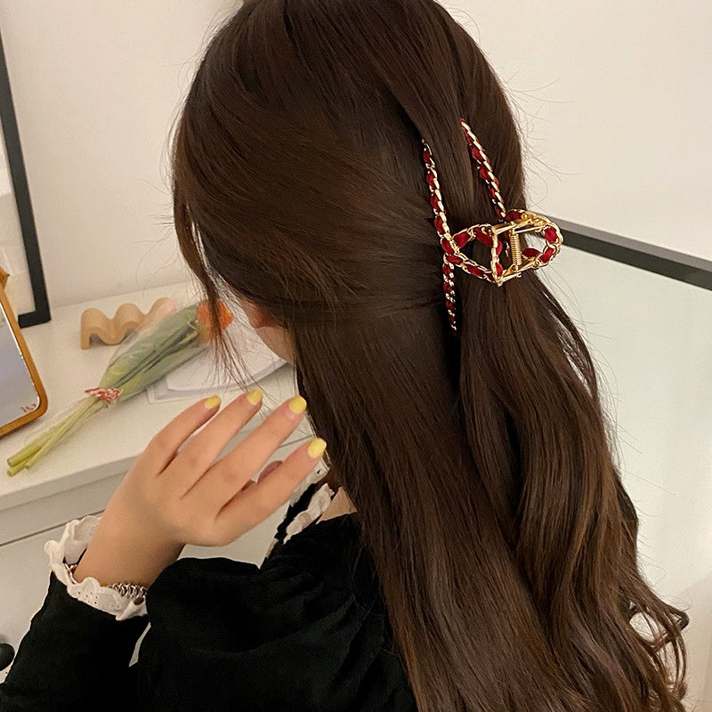 Red and Gold Hair Clip