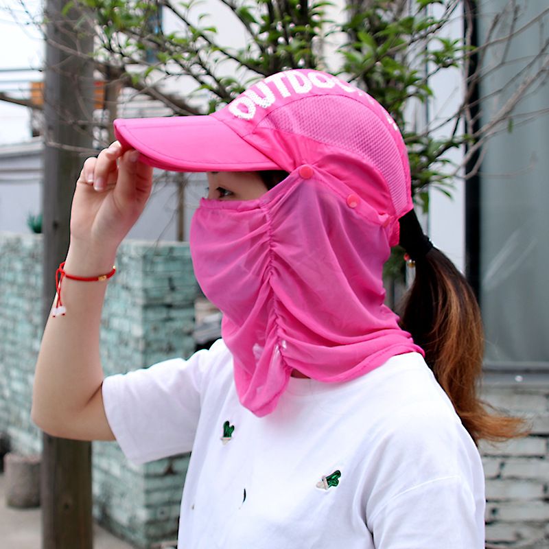 Neon Pink Cap with Face Covering Mesh