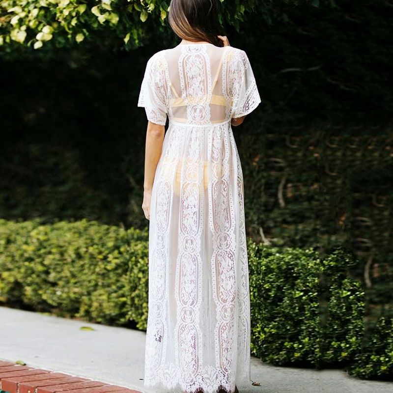 White Lace Kimono Cover Up