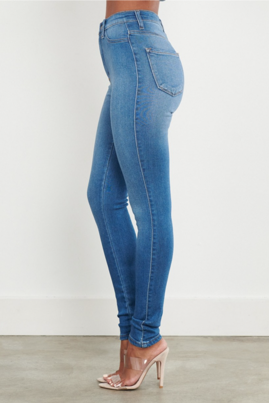 High Waisted Skinny Jeans - Light Blue