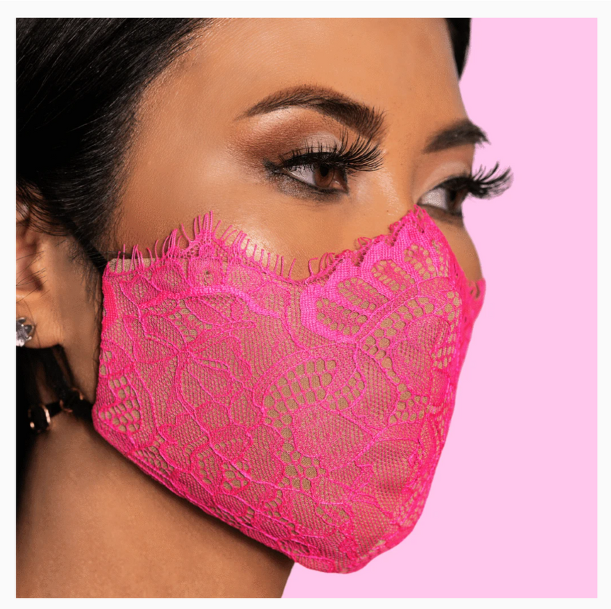 Hot Pink Lace Mask