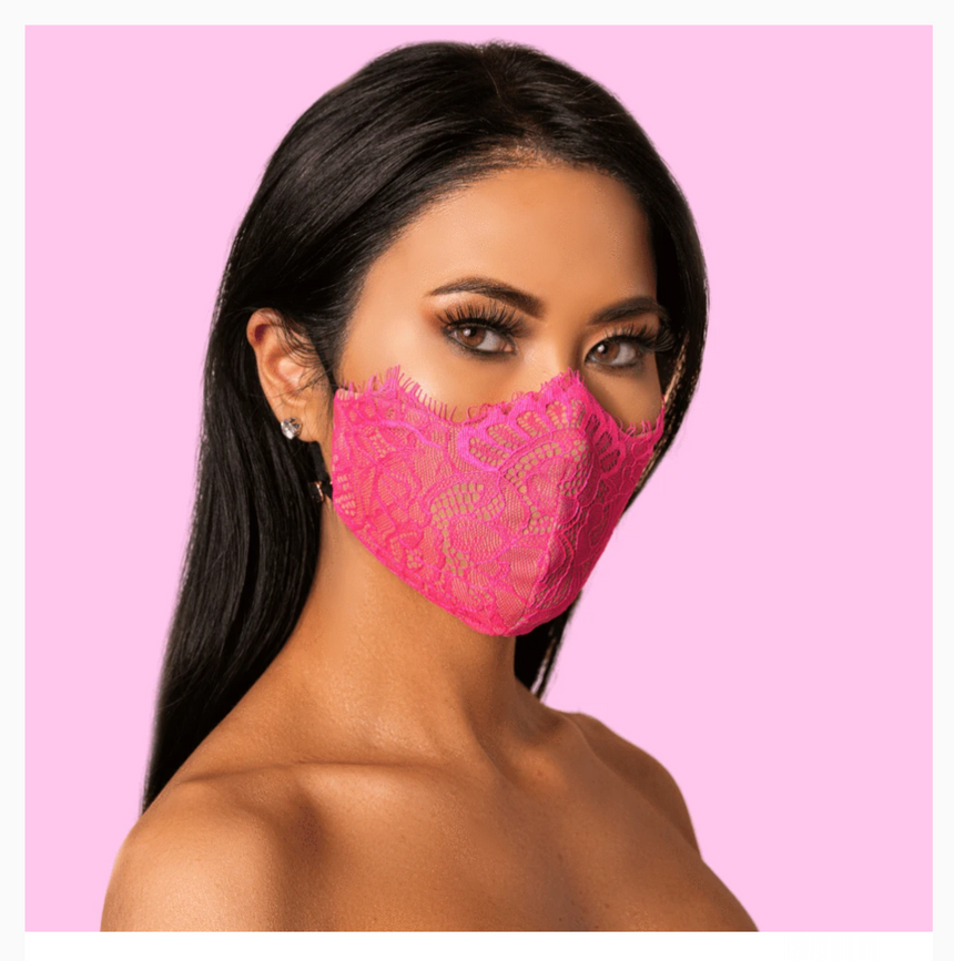 Hot Pink Lace Mask